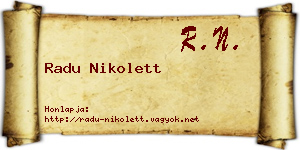 Radu Nikolett névjegykártya